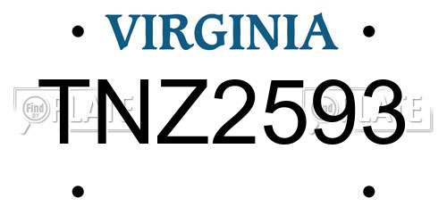 TNZ2593 Virginia License Plate