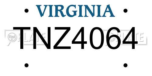 TNZ4064 Virginia License Plate