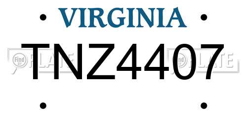 TNZ4407 Virginia License Plate