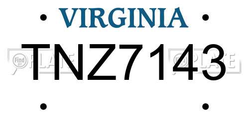 TNZ7143 Virginia License Plate