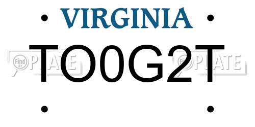 TO0G2T Virginia License Plate