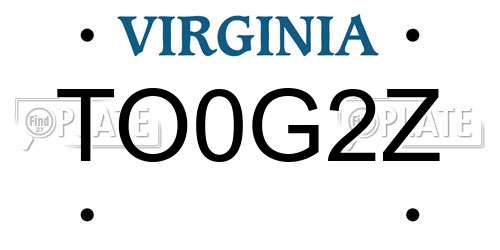 TO0G2Z Virginia License Plate