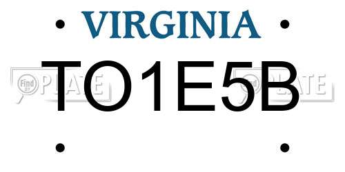 TO1E5B Virginia License Plate