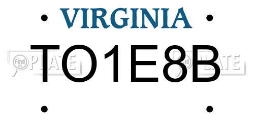 TO1E8B Virginia License Plate