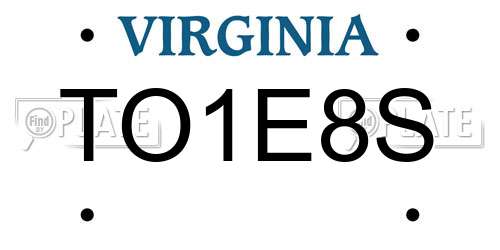 TO1E8S Virginia License Plate
