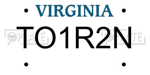 TO1R2N Virginia License Plate