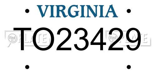 TO23429 Virginia License Plate