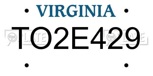 TO2E429 Virginia License Plate