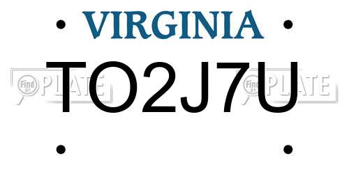 TO2J7U Virginia License Plate