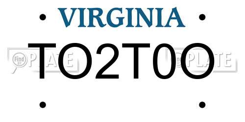 TO2T0O Virginia License Plate