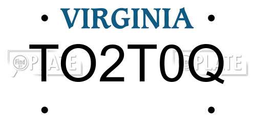 TO2T0Q Virginia License Plate