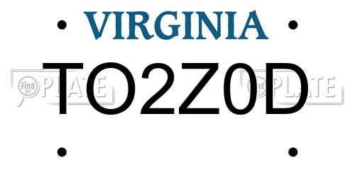 TO2Z0D Virginia License Plate