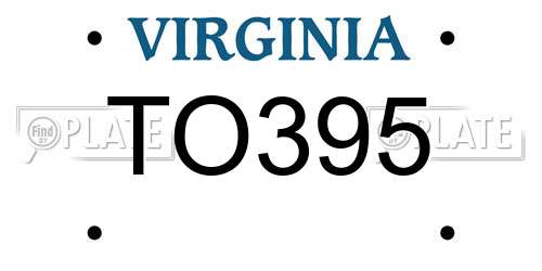 TO395 Virginia License Plate