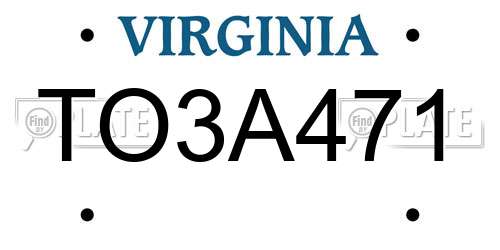 TO3A471 Virginia License Plate