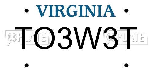TO3W3T Virginia License Plate