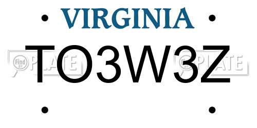 TO3W3Z Virginia License Plate