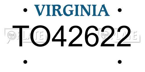 TO42622 Virginia License Plate