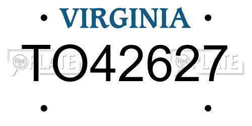 TO42627 Virginia License Plate
