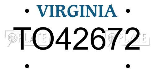 TO42672 Virginia License Plate