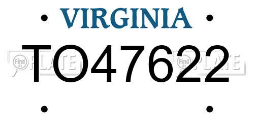 TO47622 Virginia License Plate