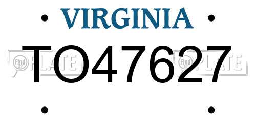 TO47627 Virginia License Plate