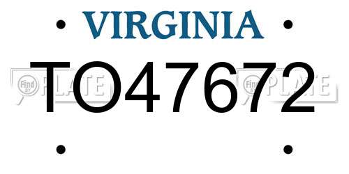TO47672 Virginia License Plate