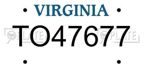 TO47677 Virginia License Plate
