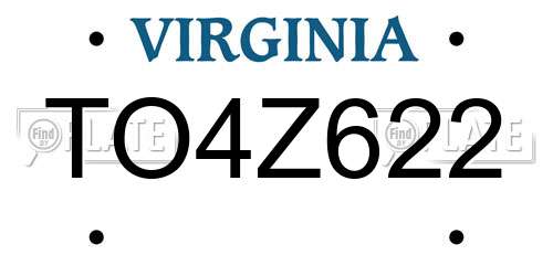 TO4Z622 Virginia License Plate