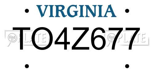 TO4Z677 Virginia License Plate