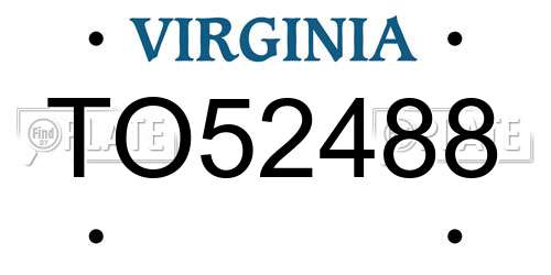 TO52488 Virginia License Plate