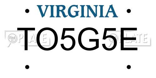 TO5G5E Virginia License Plate