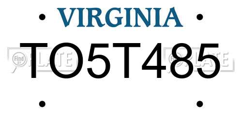 TO5T485 Virginia License Plate