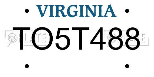 TO5T488 Virginia License Plate
