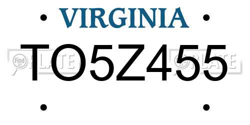 TO5Z455 Virginia License Plate