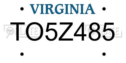TO5Z485 Virginia License Plate