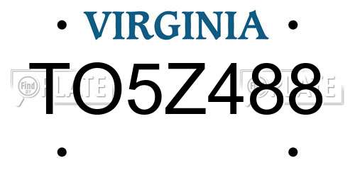 TO5Z488 Virginia License Plate
