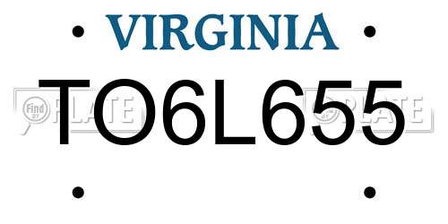 TO6L655 Virginia License Plate