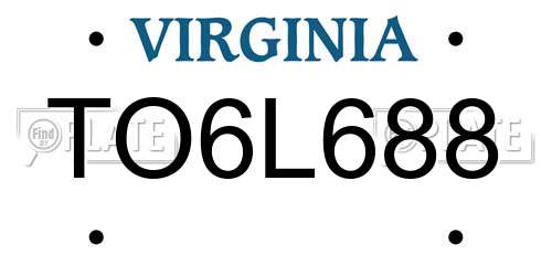 TO6L688 Virginia License Plate