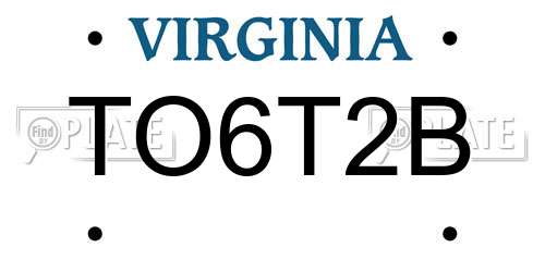 TO6T2B Virginia License Plate