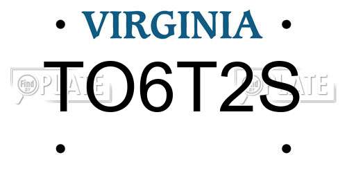 TO6T2S Virginia License Plate