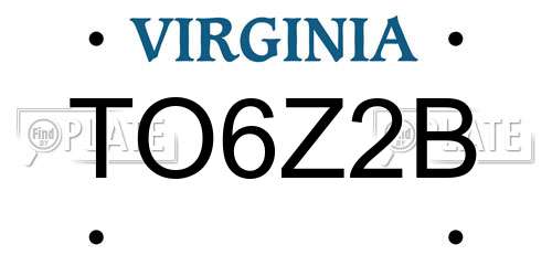 TO6Z2B Virginia License Plate