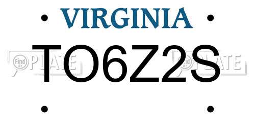 TO6Z2S Virginia License Plate