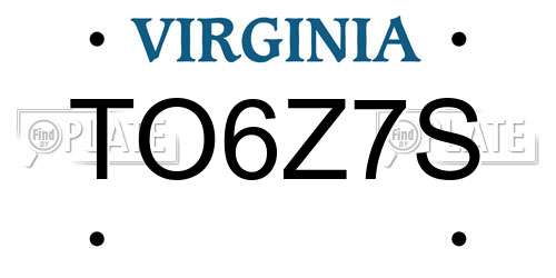 TO6Z7S Virginia License Plate