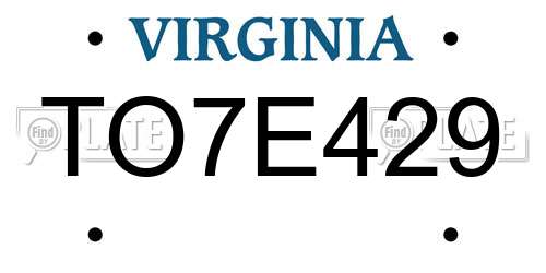 TO7E429 Virginia License Plate