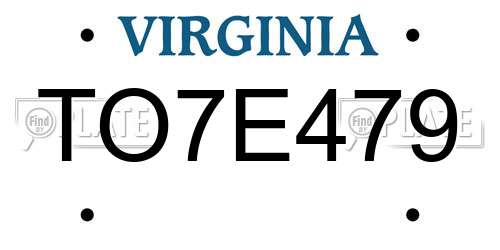 TO7E479 Virginia License Plate