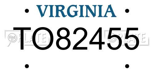 TO82455 Virginia License Plate