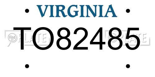 TO82485 Virginia License Plate