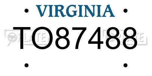 TO87488 Virginia License Plate