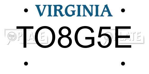 TO8G5E Virginia License Plate