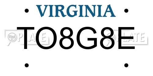 TO8G8E Virginia License Plate